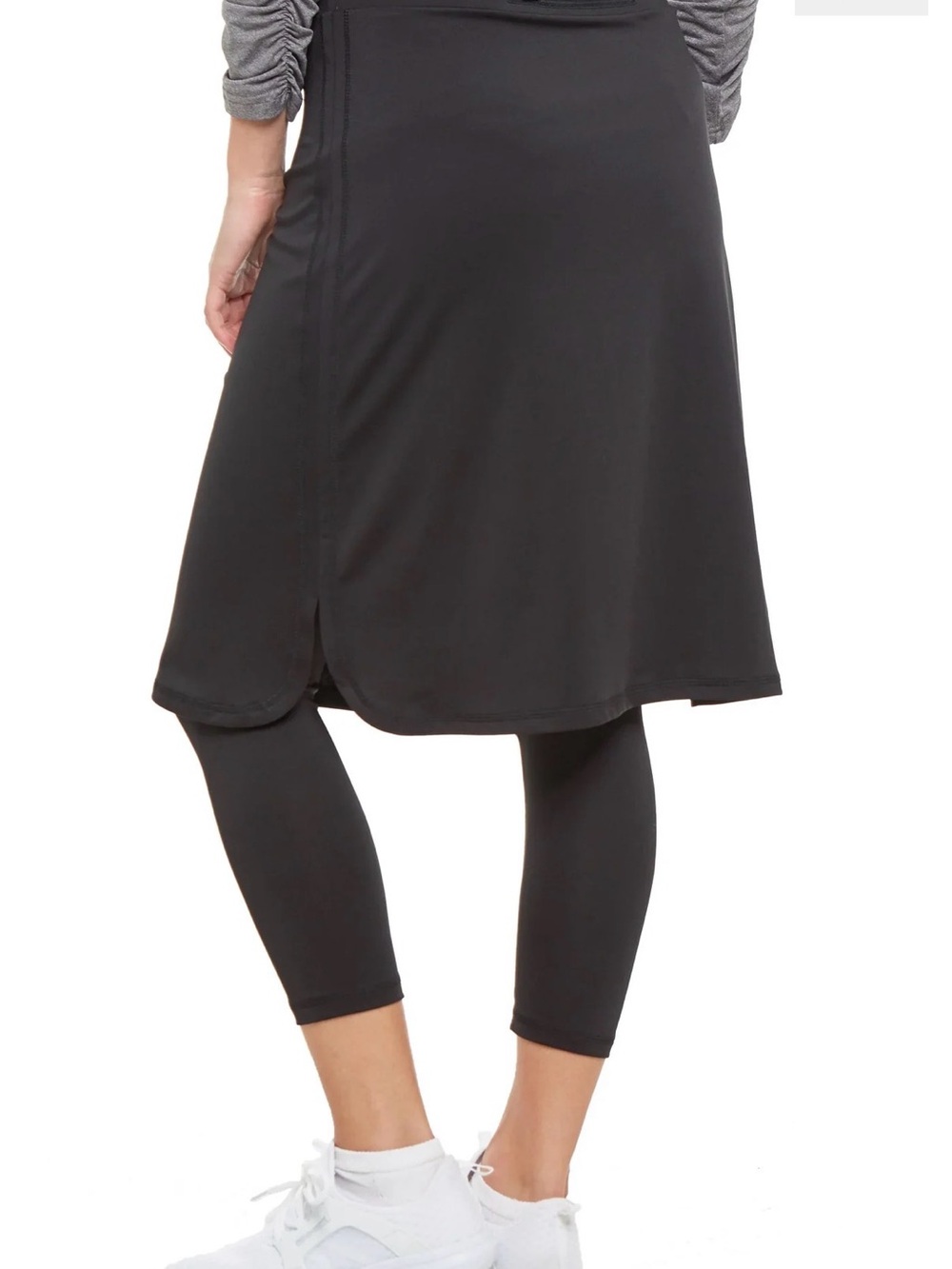 Black Active Skirt Set with Integrated Leggings